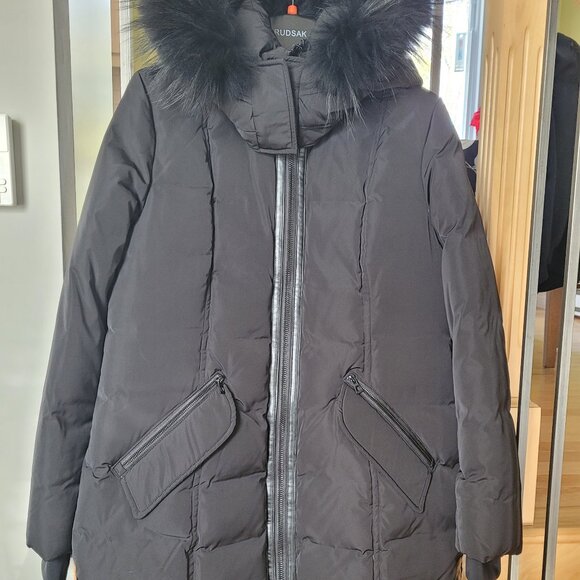 RUDSAK Black Puffer Jacket with Fur Hood - Picture 3 of 13
